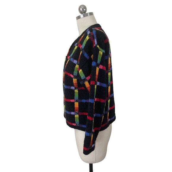 VTG Y2K Janes Closet  Cardigan Sweater Womens Medium Geometric Rainbow Boho - Picture 3 of 9